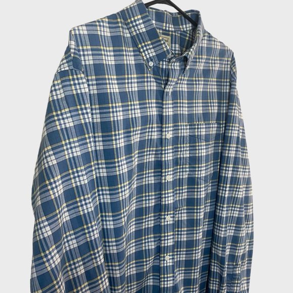 L.L. Bean Traditional Fit Plaid Shirt Mens Size XLT Blue Long-Sleeve Button Down - Picture 4 of 13